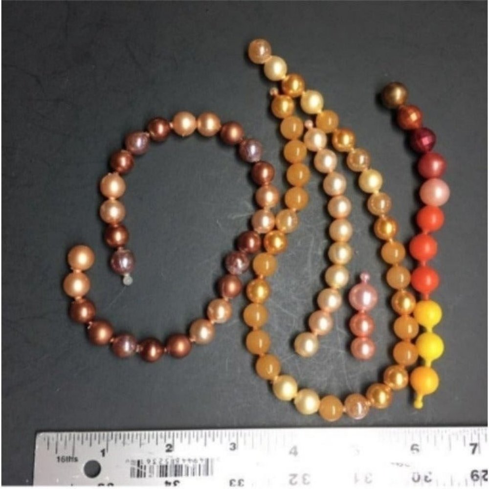 VTG Pop Beads Lot Loose Brown Orange Peach Yellow Adjustable Retro